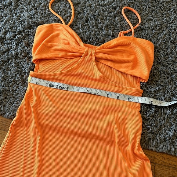 NWOT MARISSA Ribbed MINI Cut Out DRESS ORANGE Size 2 - Picture 7 of 14